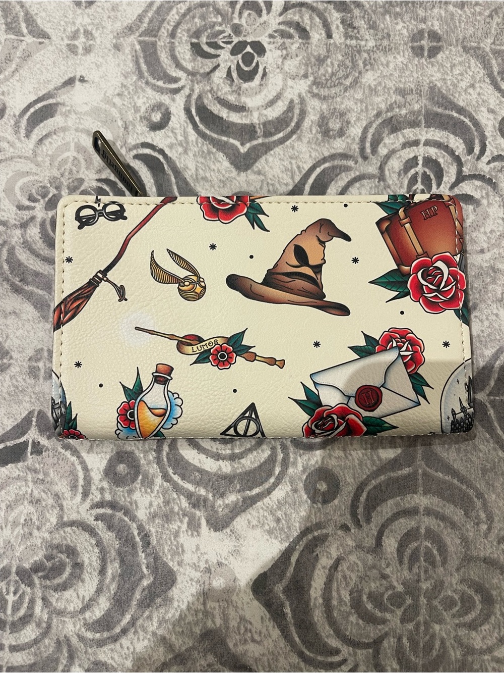 Loungefly Harry Potter Tattoo Print Faux Leather Bi-fold Wallet - Picture 3 of 7